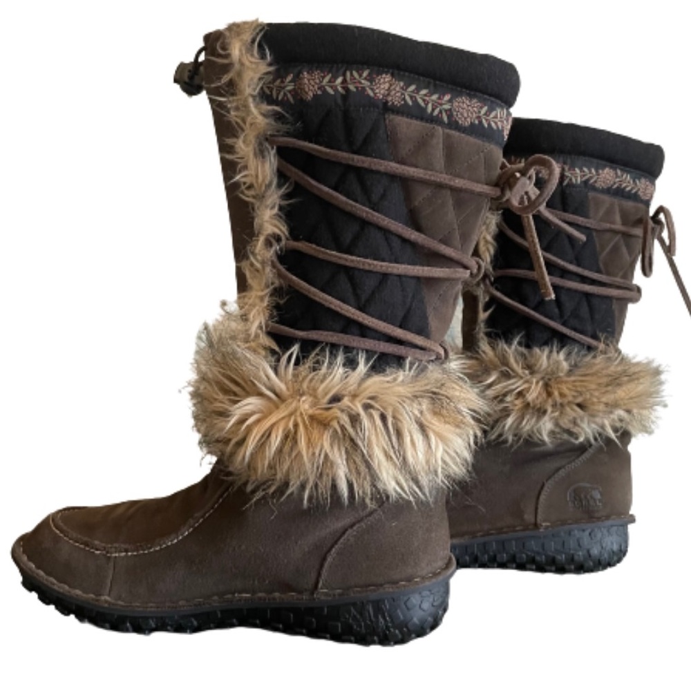❤️SOLD❤️Sorel Suede Fur Brown Winter Boots Sz 8.5